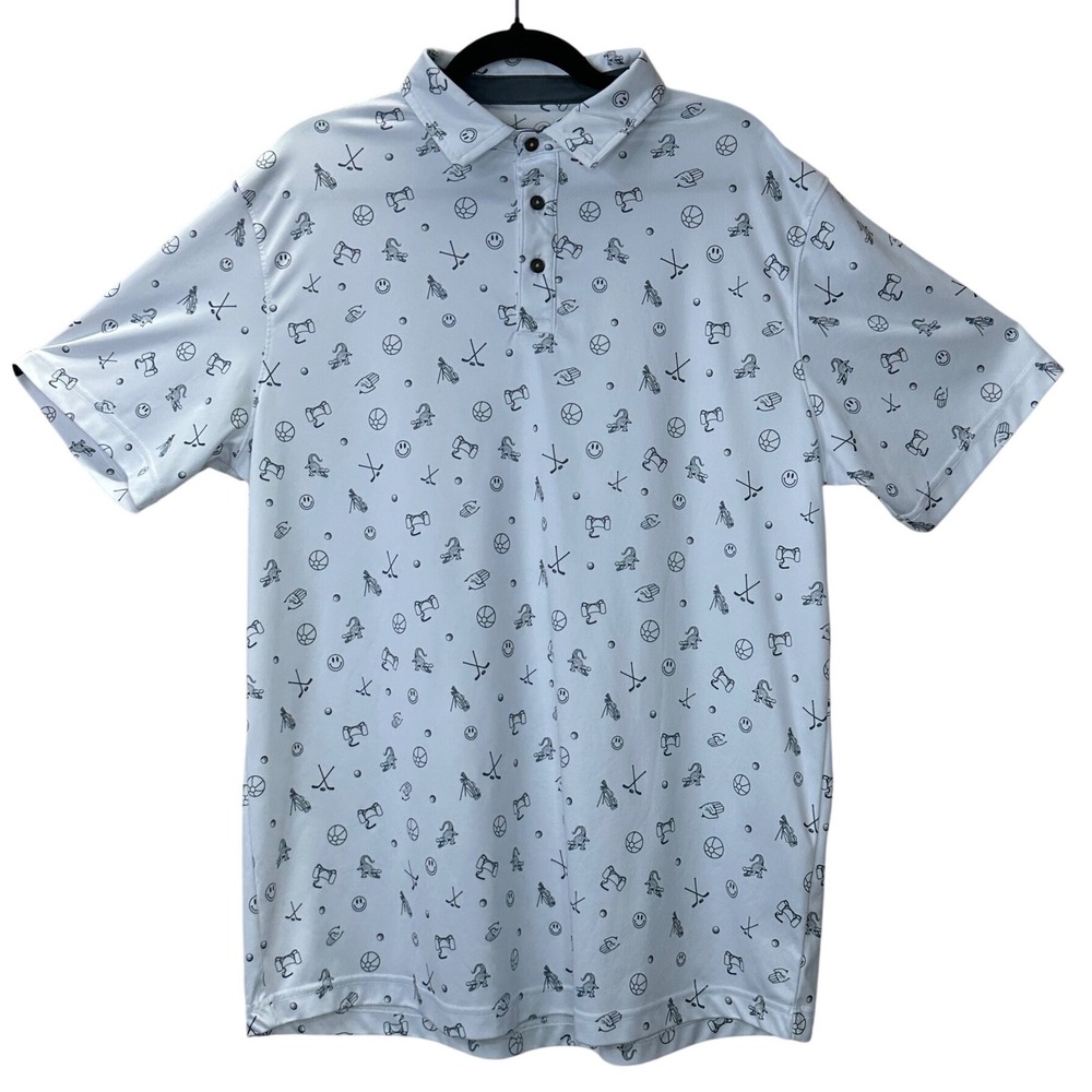 Swannies‎ Mens XL Golf Polo Shirt Novelty Print Performance Stretch Short Sleeve